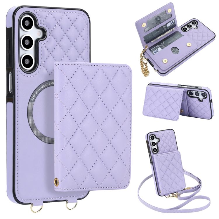 Portafoglio romboidale con custodia magnetica per telefono, tracolla e cinturino da polso, For Galaxy A36 5G, For Galaxy A16 4G / 5G, For Galaxy A15 4G / 5G, For Galaxy A55 5G