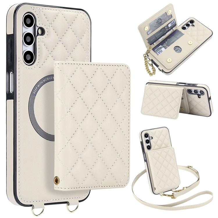 Portafoglio romboidale con custodia magnetica per telefono, tracolla e cinturino da polso, For Galaxy A35 5G, For Galaxy A14 4G / 5G, For Galaxy A54 5G