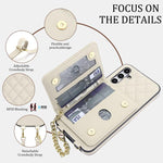 Portafoglio romboidale con custodia magnetica per telefono, tracolla e cinturino da polso, For Galaxy A35 5G, For Galaxy A14 4G / 5G, For Galaxy A54 5G
