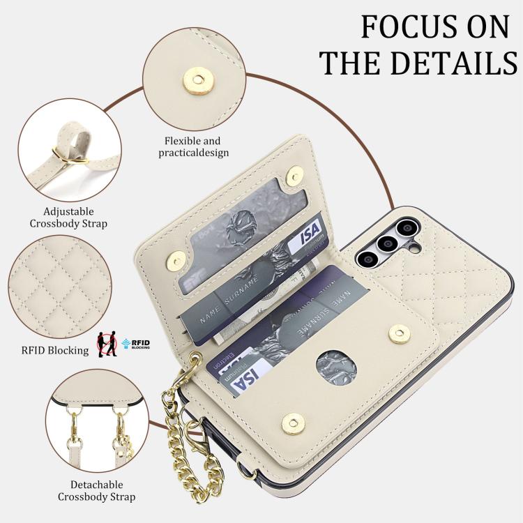Portafoglio romboidale con custodia magnetica per telefono, tracolla e cinturino da polso, For Galaxy A35 5G, For Galaxy A14 4G / 5G, For Galaxy A54 5G