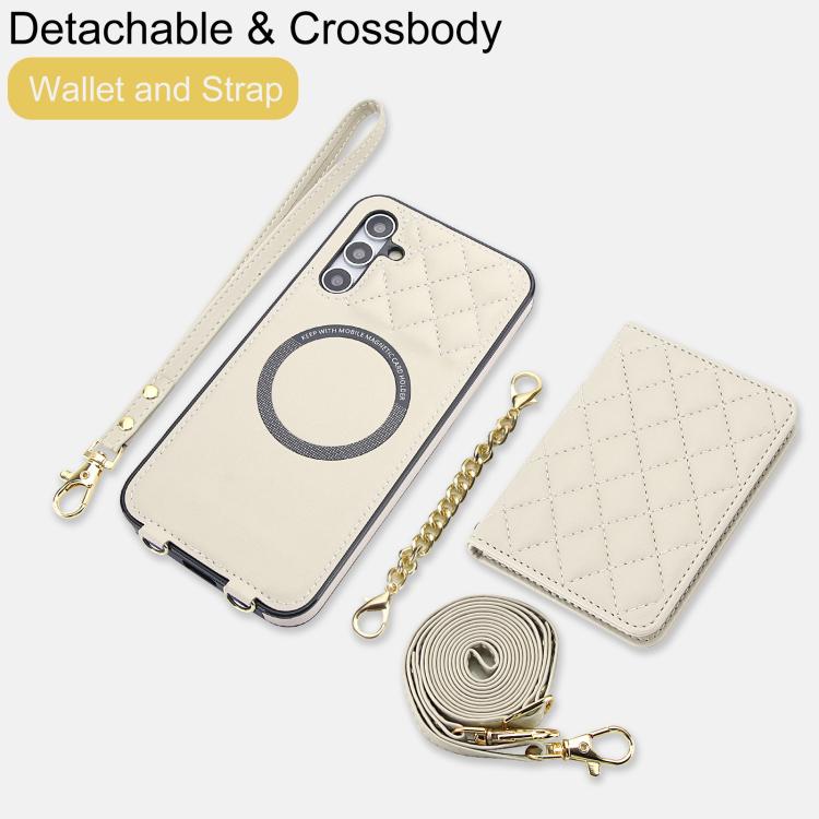 Portafoglio romboidale con custodia magnetica per telefono, tracolla e cinturino da polso, For Galaxy A35 5G, For Galaxy A14 4G / 5G, For Galaxy A54 5G