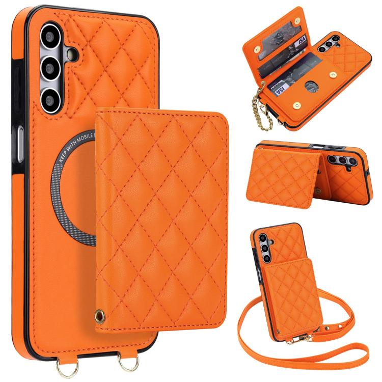 Portafoglio romboidale con custodia magnetica per telefono, tracolla e cinturino da polso, For Galaxy A35 5G, For Galaxy A14 4G / 5G, For Galaxy A54 5G