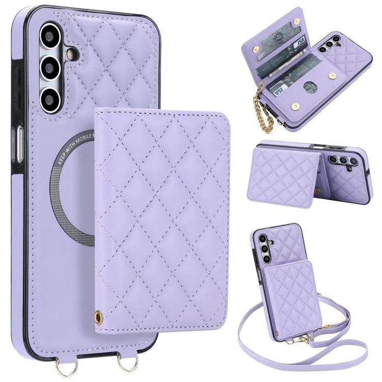 Portafoglio romboidale con custodia magnetica per telefono, tracolla e cinturino da polso, For Galaxy A35 5G, For Galaxy A14 4G / 5G, For Galaxy A54 5G
