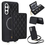 Portafoglio romboidale con custodia magnetica per telefono, tracolla e cinturino da polso, For Galaxy A36 5G, For Galaxy A16 4G / 5G, For Galaxy A15 4G / 5G, For Galaxy A55 5G