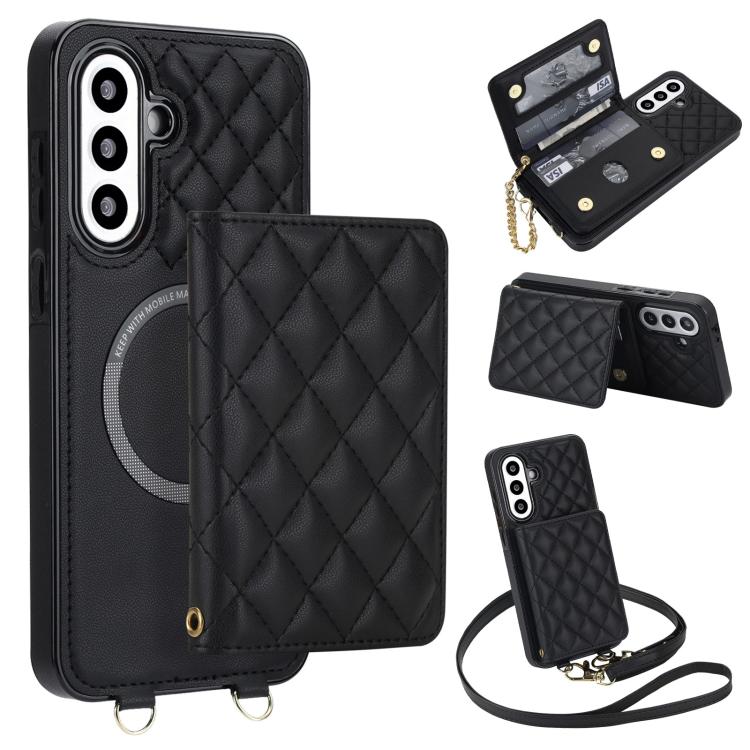 Portafoglio romboidale con custodia magnetica per telefono, tracolla e cinturino da polso, For Galaxy A57 5G, For Galaxy A37 5G, For Galaxy A26 5G / A17 4G / 5G, For Galaxy A56 5G