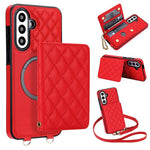 Portafoglio romboidale con custodia magnetica per telefono, tracolla e cinturino da polso, For Galaxy A57 5G, For Galaxy A37 5G, For Galaxy A26 5G / A17 4G / 5G, For Galaxy A56 5G