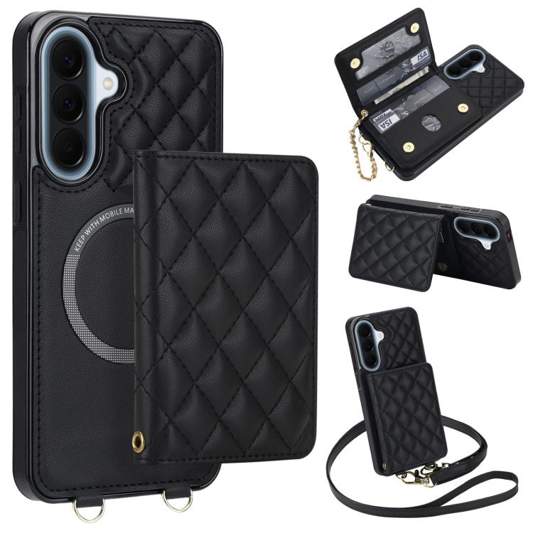 Portafoglio romboidale con custodia magnetica per telefono, tracolla e cinturino da polso, For Galaxy A57 5G, For Galaxy A37 5G, For Galaxy A26 5G / A17 4G / 5G, For Galaxy A56 5G