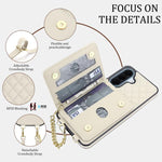 Portafoglio romboidale con custodia magnetica per telefono, tracolla e cinturino da polso, For Galaxy A57 5G, For Galaxy A37 5G, For Galaxy A26 5G / A17 4G / 5G, For Galaxy A56 5G