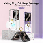 Custodia per telefono antiurto GKK MagSafe con cerniera airbag e anello di supporto., For Galaxy Z Flip8 5G
