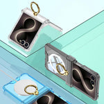 Custodia per telefono antiurto GKK MagSafe con cerniera airbag e anello di supporto., For Galaxy Z Flip8 5G