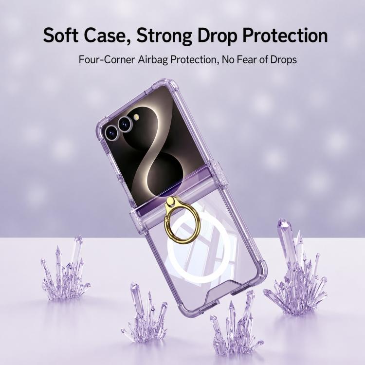 Custodia per telefono antiurto GKK MagSafe con cerniera airbag e anello di supporto., For Galaxy Z Flip8 5G