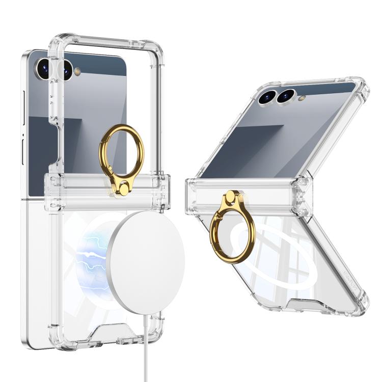 Custodia per telefono antiurto GKK MagSafe con cerniera airbag e anello di supporto., For Galaxy Z Flip8 5G