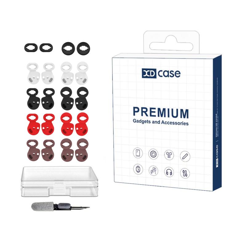 Kit di 10 paia di inserti auricolari in silicone e ganci per orecchie XDcase, taglia S/L per orecchie sinistra e destra, spazzolino per la pulizia (colore casuale)., 10 Pairs