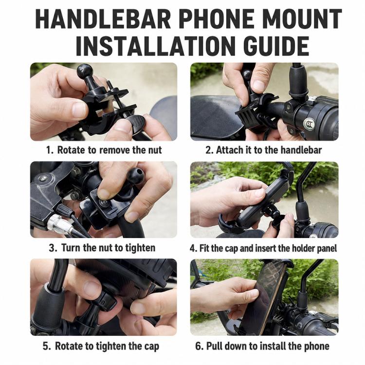 Supporto per navigatore per telefono da moto, CH11-Rearview Mirror, CH12-Handlebar