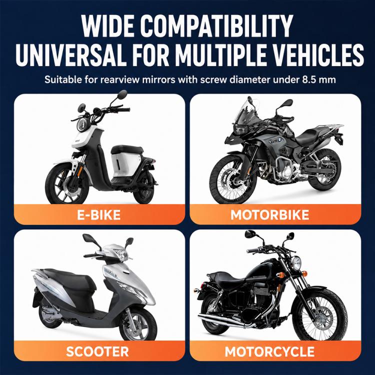 Supporto per navigatore per telefono da moto, CH11-Rearview Mirror, CH12-Handlebar