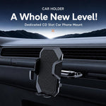 Supporto per telefono con clip girevole per auto, slot CD e blocco automatico, con scomparto per CD.
