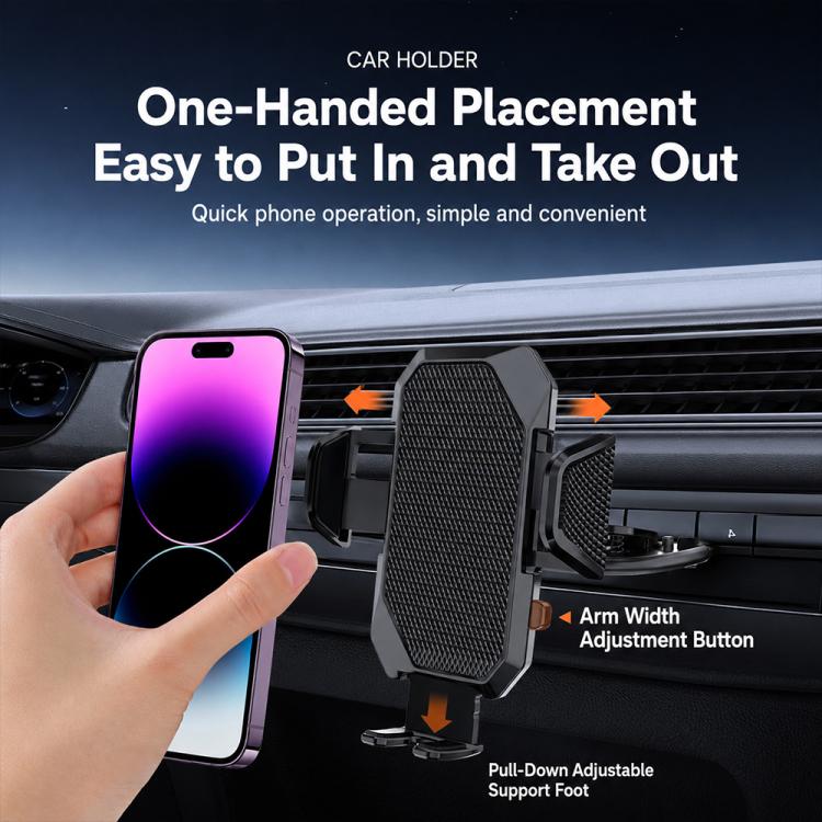 Supporto per telefono con clip girevole per auto, slot CD e blocco automatico, con scomparto per CD.