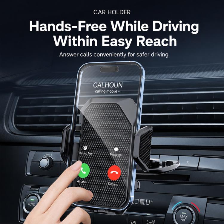 Supporto per telefono con clip girevole per auto, slot CD e blocco automatico, con scomparto per CD.