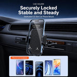 Supporto per telefono con clip girevole per auto, slot CD e blocco automatico, con scomparto per CD.