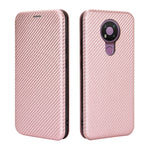 Struttura in fibra di carbonio Flip orizzontale magnetico Custodia in pelle TPU + PC + PU con slot per schede, For Nokia 3.4, For Oukitel C21