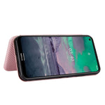 Struttura in fibra di carbonio Flip orizzontale magnetico Custodia in pelle TPU + PC + PU con slot per schede, For Nokia 3.4, For Oukitel C21