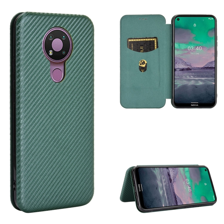 Struttura in fibra di carbonio Flip orizzontale magnetico Custodia in pelle TPU + PC + PU con slot per schede, For Nokia 3.4, For Oukitel C21