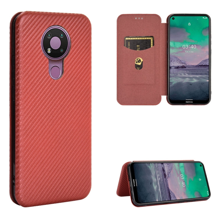 Struttura in fibra di carbonio Flip orizzontale magnetico Custodia in pelle TPU + PC + PU con slot per schede, For Nokia 3.4, For Oukitel C21