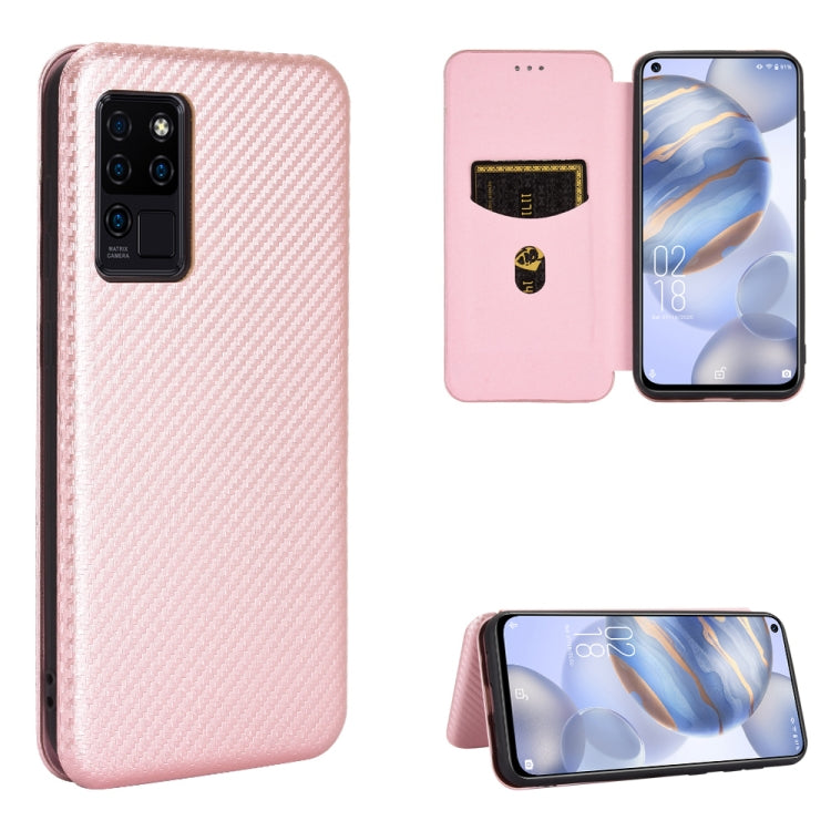 Struttura in fibra di carbonio Flip orizzontale magnetico Custodia in pelle TPU + PC + PU con slot per schede, For Nokia 3.4, For Oukitel C21