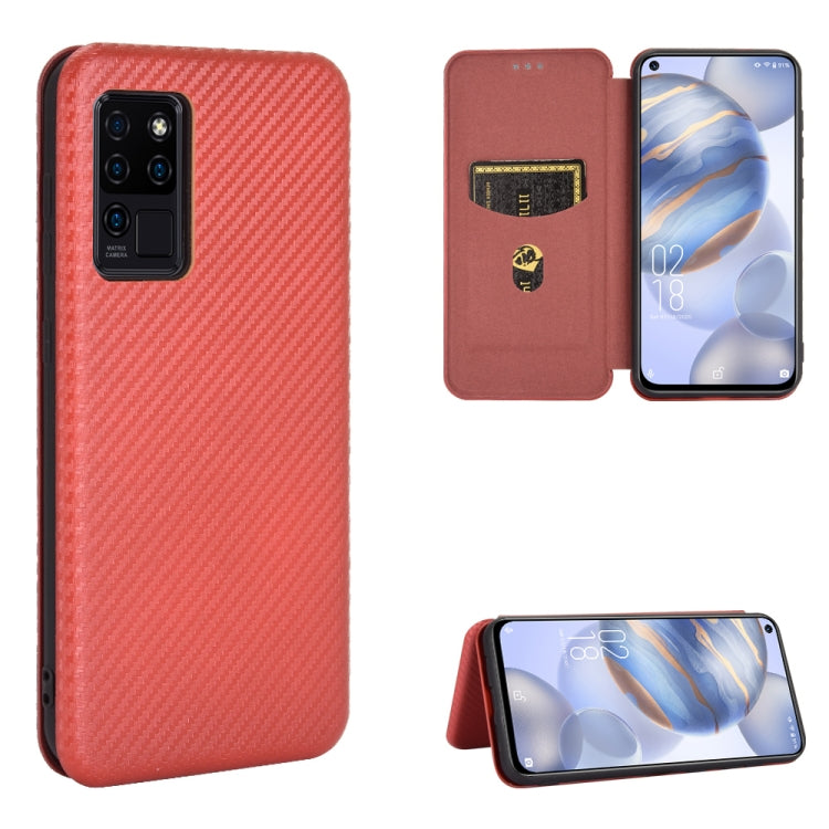 Struttura in fibra di carbonio Flip orizzontale magnetico Custodia in pelle TPU + PC + PU con slot per schede, For Nokia 3.4, For Oukitel C21
