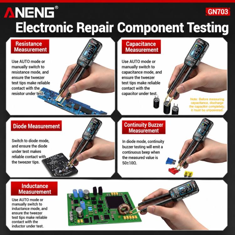 Pinzette ANENG GN703, strumento di misura digitale LCR, GN703