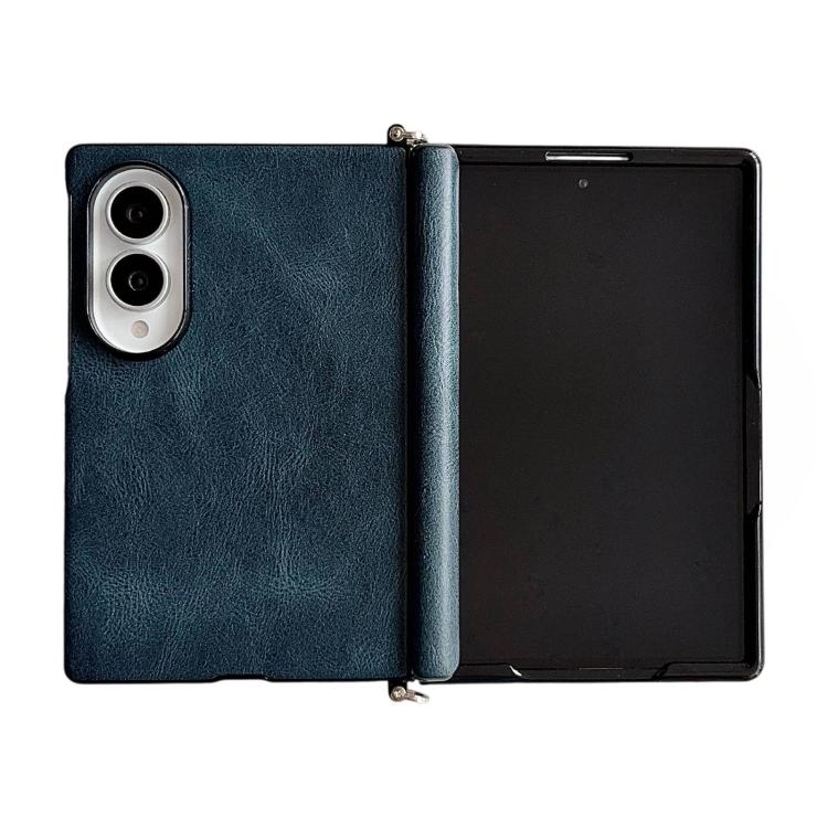 Custodia per telefono con texture in pelle Crazy Horse, con morsetto laterale e asse centrale magnetico., For Galaxy Z Fold8 5G