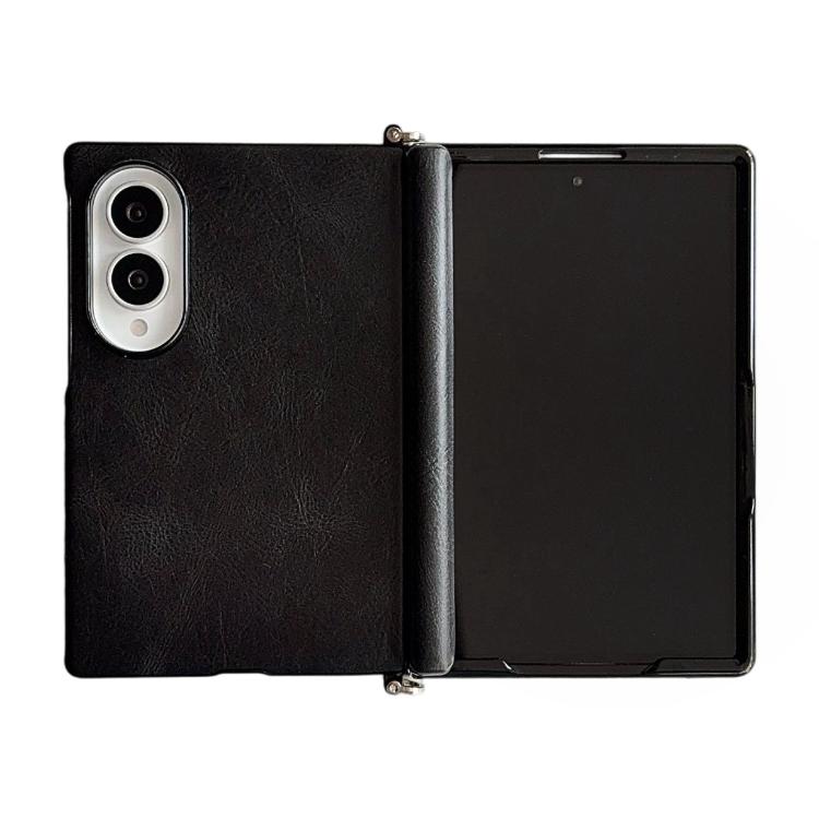 Custodia per telefono con texture in pelle Crazy Horse, con morsetto laterale e asse centrale magnetico., For Galaxy Z Fold8 5G