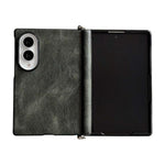 Custodia per telefono con texture in pelle Crazy Horse, con morsetto laterale e asse centrale magnetico., For Galaxy Z Fold8 5G