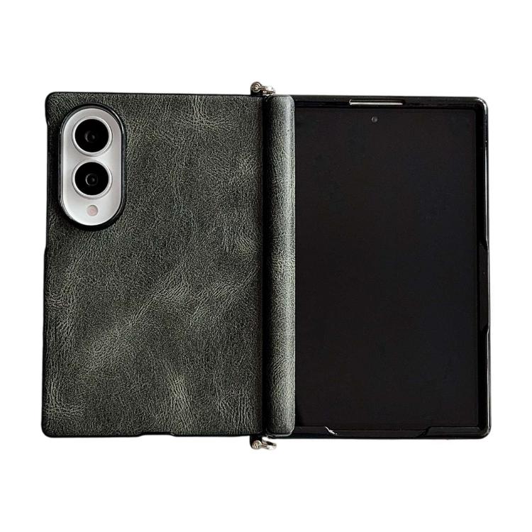 Custodia per telefono con texture in pelle Crazy Horse, con morsetto laterale e asse centrale magnetico., For Galaxy Z Fold8 5G
