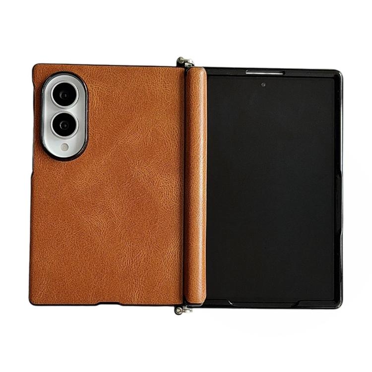 Custodia per telefono con texture in pelle Crazy Horse, con morsetto laterale e asse centrale magnetico., For Galaxy Z Fold8 5G