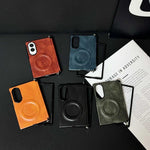 Custodia per telefono in pelle magnetica con cerniera a morsetto laterale e texture Crazy Horse., For Galaxy Z Fold8 5G
