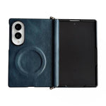 Custodia per telefono in pelle magnetica con cerniera a morsetto laterale e texture Crazy Horse., For Galaxy Z Fold8 5G