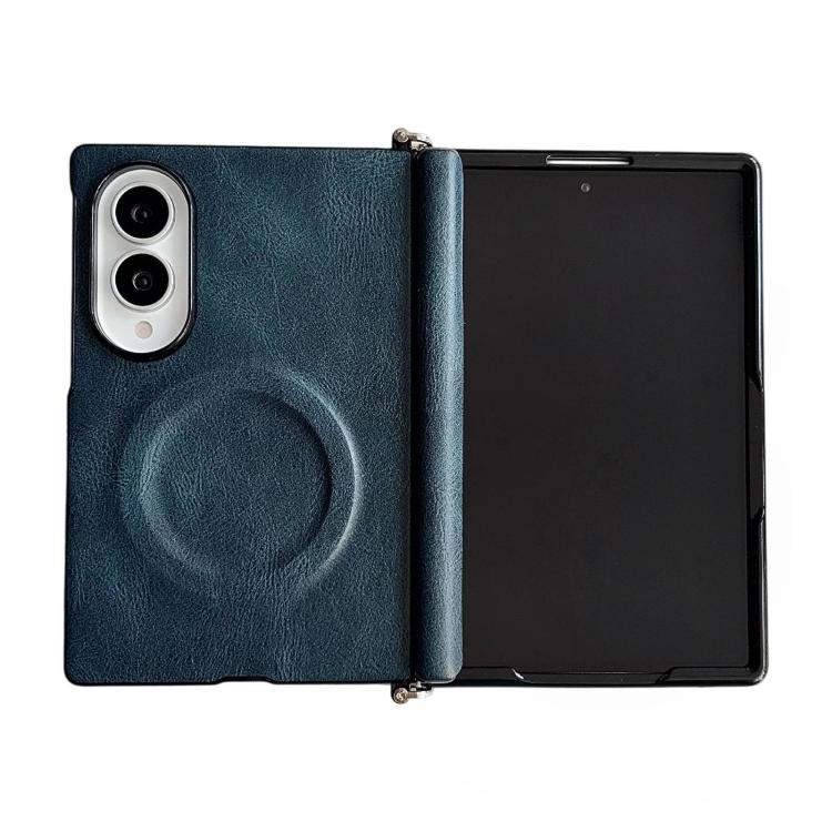 Custodia per telefono in pelle magnetica con cerniera a morsetto laterale e texture Crazy Horse., For Galaxy Z Fold8 5G