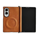 Custodia per telefono in pelle magnetica con cerniera a morsetto laterale e texture Crazy Horse., For Galaxy Z Fold8 5G