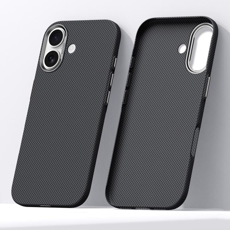Custodia telefono con motivo a griglia in Kevlar effetto pelle per iPhone 18 Pro