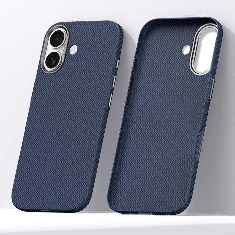 Custodia telefono con motivo a griglia in Kevlar effetto pelle per iPhone 18 Pro