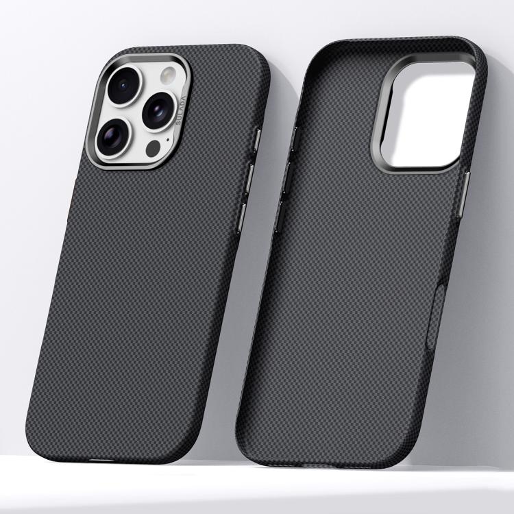 Custodia telefono con motivo a griglia in Kevlar effetto pelle per iPhone 18 Pro