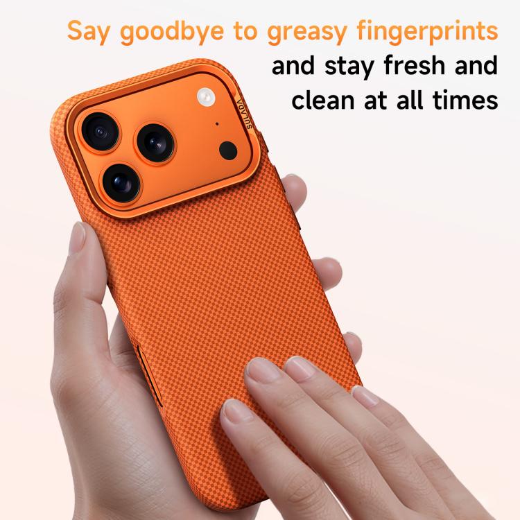 Custodia telefono con motivo a griglia in Kevlar effetto pelle per iPhone 18 Pro