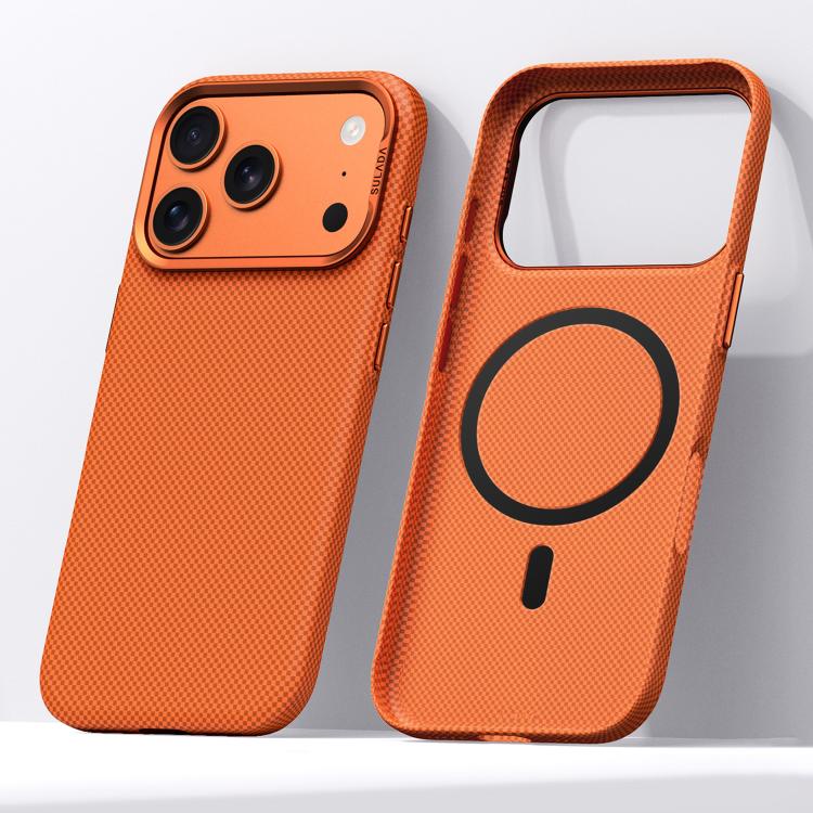 Custodia magnetica in Kevlar con motivo a griglia per iPhone 18 Pro