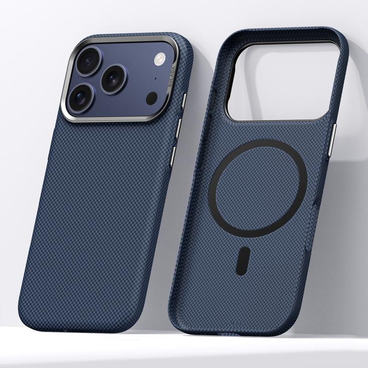 Custodia magnetica in Kevlar con motivo a griglia per iPhone 18 Pro