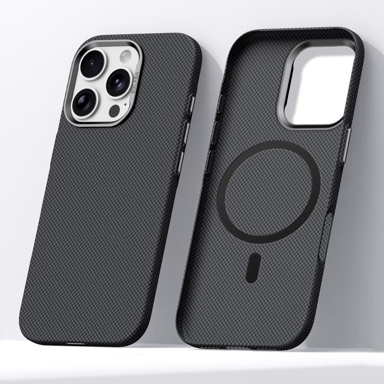 Custodia magnetica in Kevlar con motivo a griglia per iPhone 18 Pro