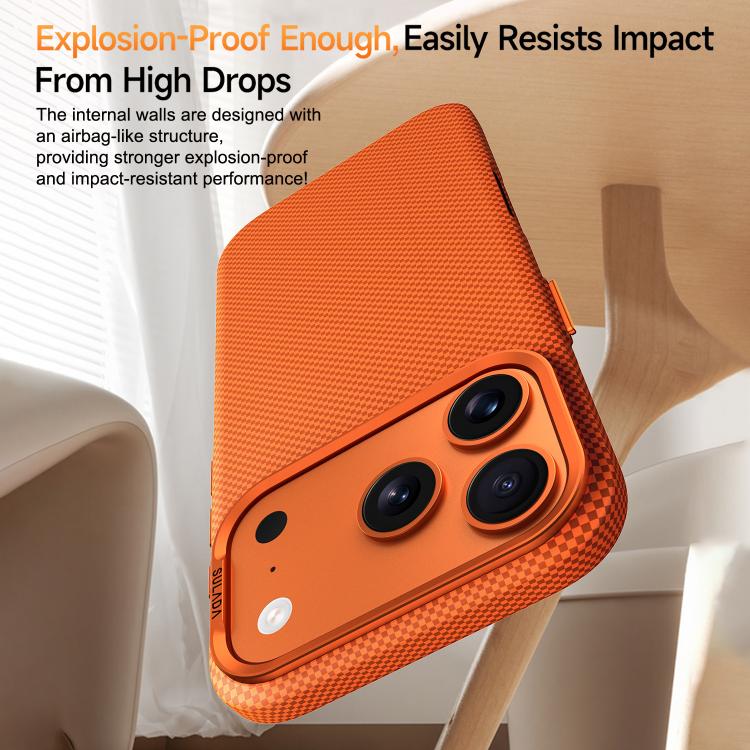 Custodia magnetica in Kevlar con motivo a griglia per iPhone 18 Pro