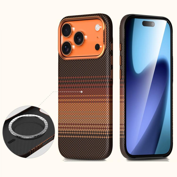 Custodia in pelle con trama intrecciata in Kevlar e chiusura magnetica per