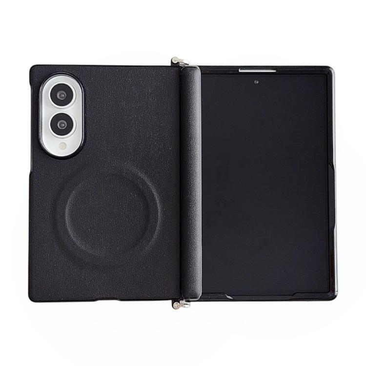 Morsetto laterale Asse centrale Morandi Custodia per telefono magnetica in similpelle tinta unita con texture effetto pelle, For Galaxy Z Fold8 5G