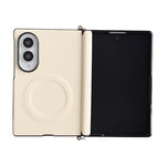 Morsetto laterale Asse centrale Morandi Custodia per telefono magnetica in similpelle tinta unita con texture effetto pelle, For Galaxy Z Fold8 5G